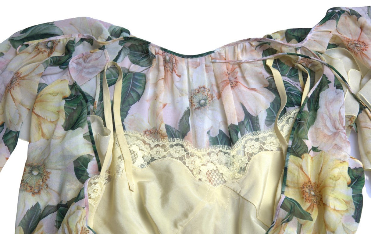 Dolce & Gabbana Multicolor Silk Floral Print Long Maxi Dress -   -  Dolce & Gabbana.