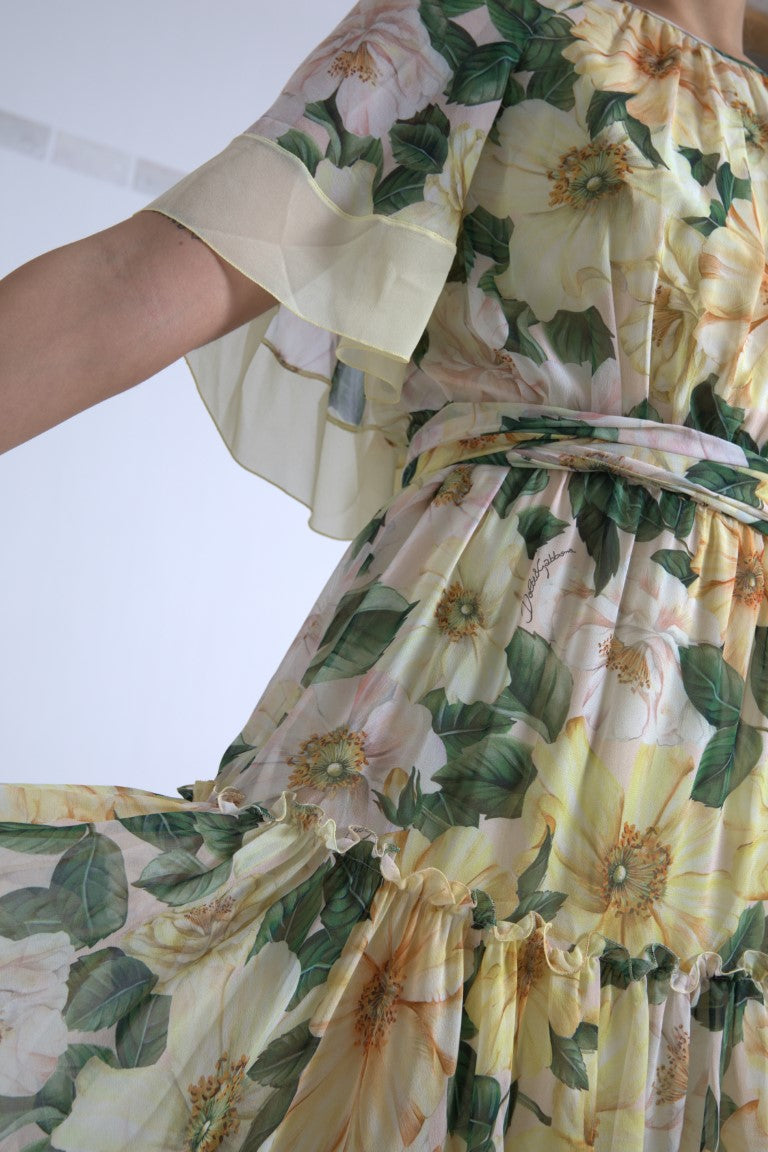 Dolce & Gabbana Multicolor Silk Floral Print Long Maxi Dress -   -  Dolce & Gabbana.