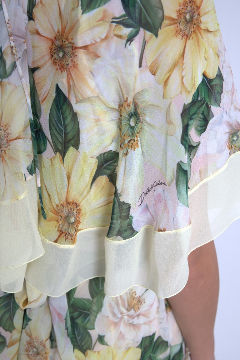 Dolce & Gabbana Multicolor Silk Floral Print Long Maxi Dress -   -  Dolce & Gabbana.