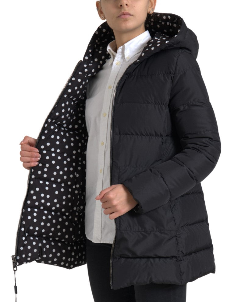 Dolce & Gabbana Black Polyester Hooded Reversible Jacket -   -  Dolce & Gabbana.