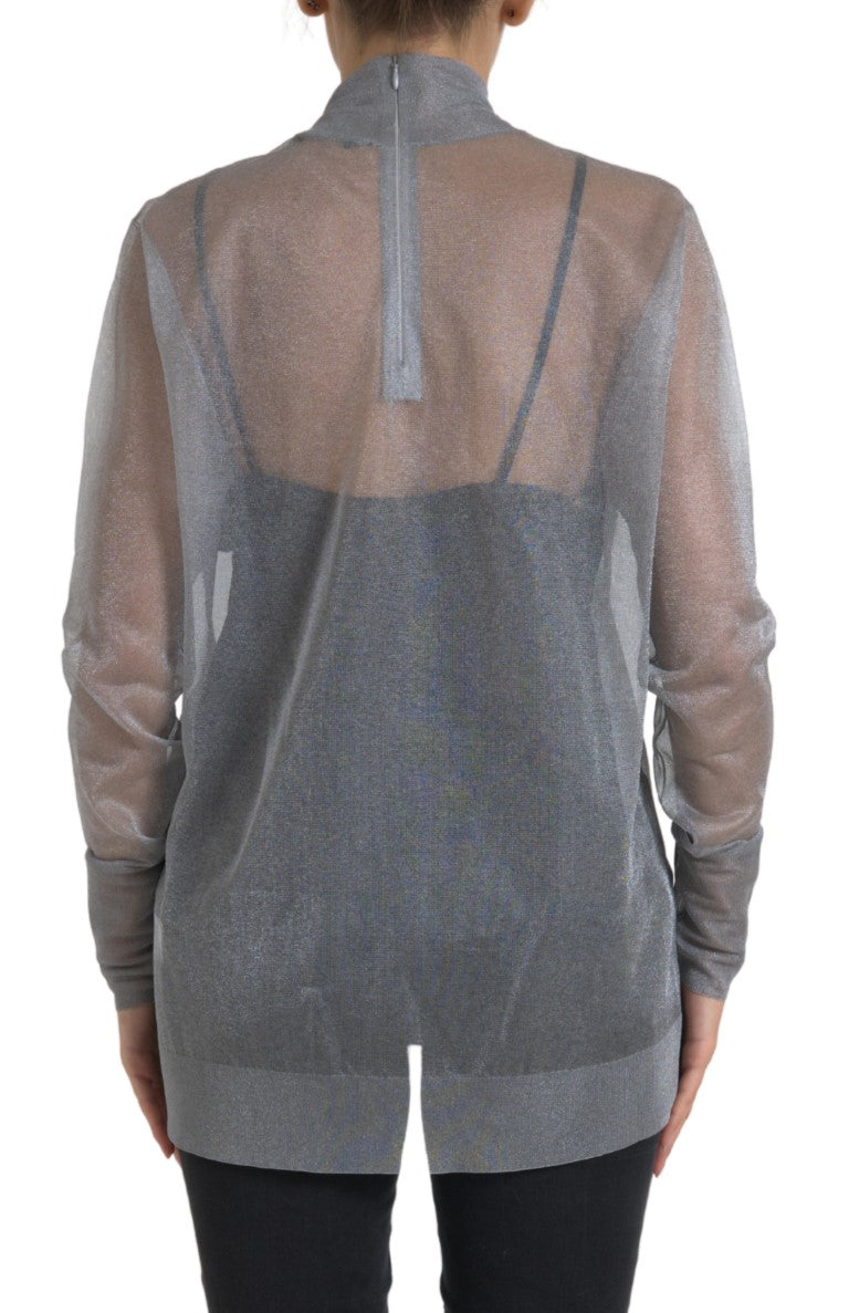 Dolce & Gabbana Gray Mesh Turtleneck Long Sleeve Blouse Top -   -  Dolce & Gabbana.