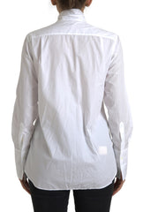 Dolce & Gabbana White Cotton Ascot Collar Long Sleeves Top -   -  Dolce & Gabbana.