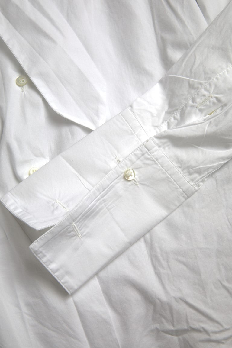 Dolce & Gabbana White Cotton Ascot Collar Long Sleeves Top -   -  Dolce & Gabbana.