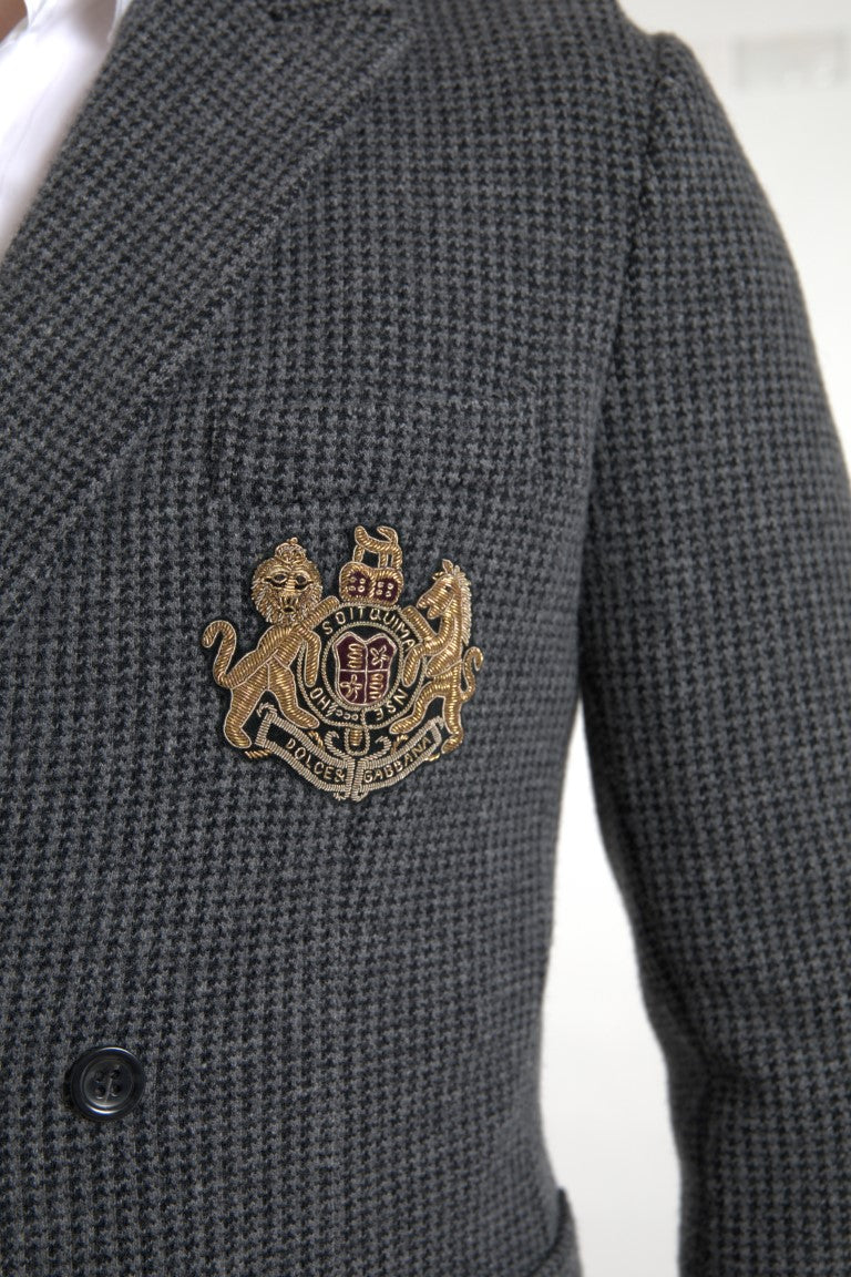 Dolce & Gabbana Gray Logo Embroidery Double Breasted Blazer -   -  Dolce & Gabbana.