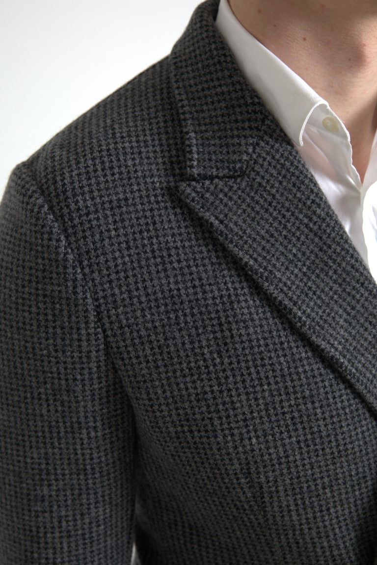Dolce & Gabbana Gray Logo Embroidery Double Breasted Blazer -   -  Dolce & Gabbana.