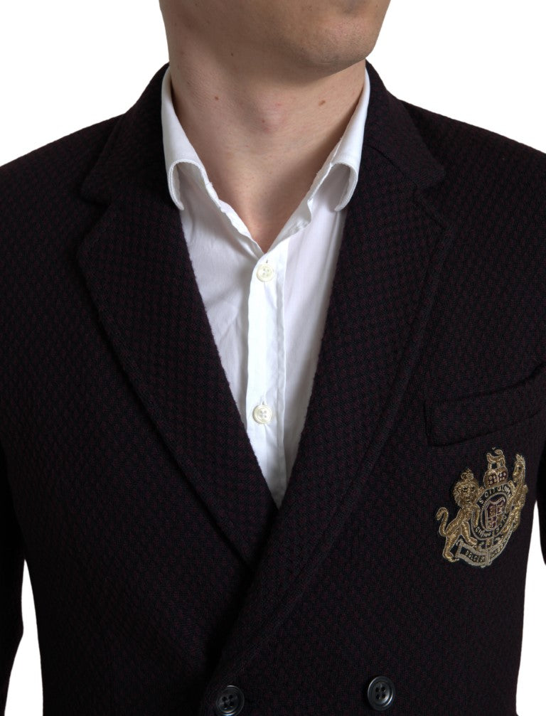 Dolce & Gabbana Purple Logo Embroidery Double Breasted Blazer -   -  Dolce & Gabbana.