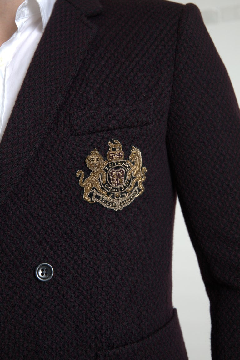 Dolce & Gabbana Purple Logo Embroidery Double Breasted Blazer -   -  Dolce & Gabbana.