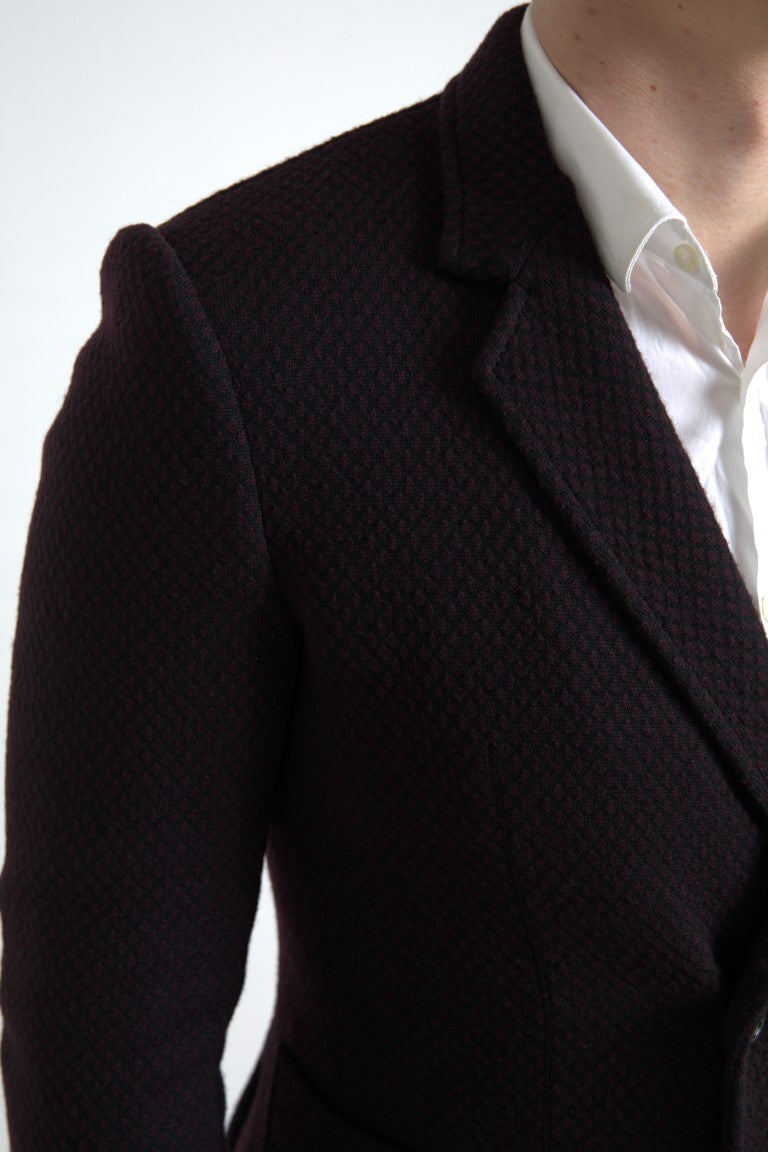 Dolce & Gabbana Purple Logo Embroidery Double Breasted Blazer -   -  Dolce & Gabbana.