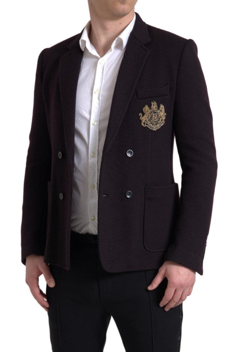 Dolce & Gabbana Purple Logo Embroidery Double Breasted Blazer -   -  Dolce & Gabbana.