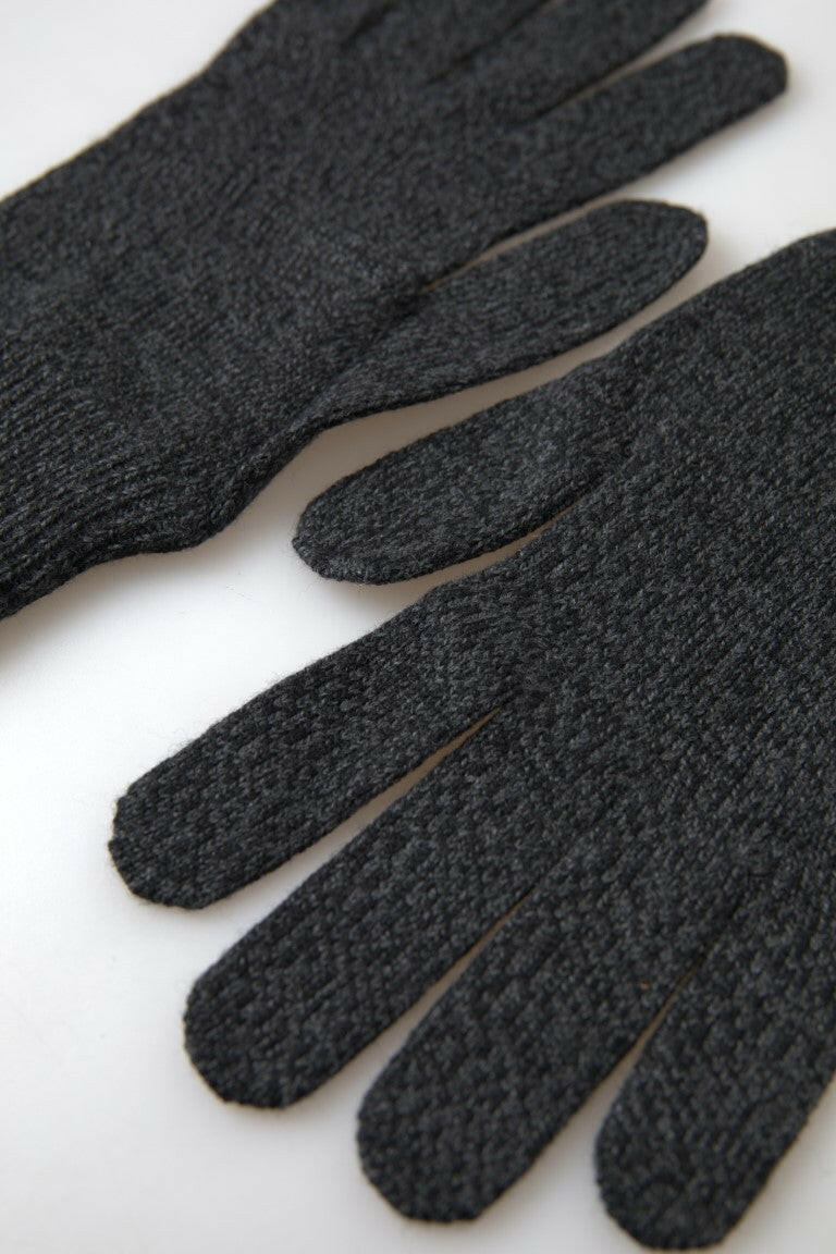 Dolce & Gabbana Gray Virgin Wool Knit Hands Mitten Men Gloves -   -  Dolce & Gabbana.