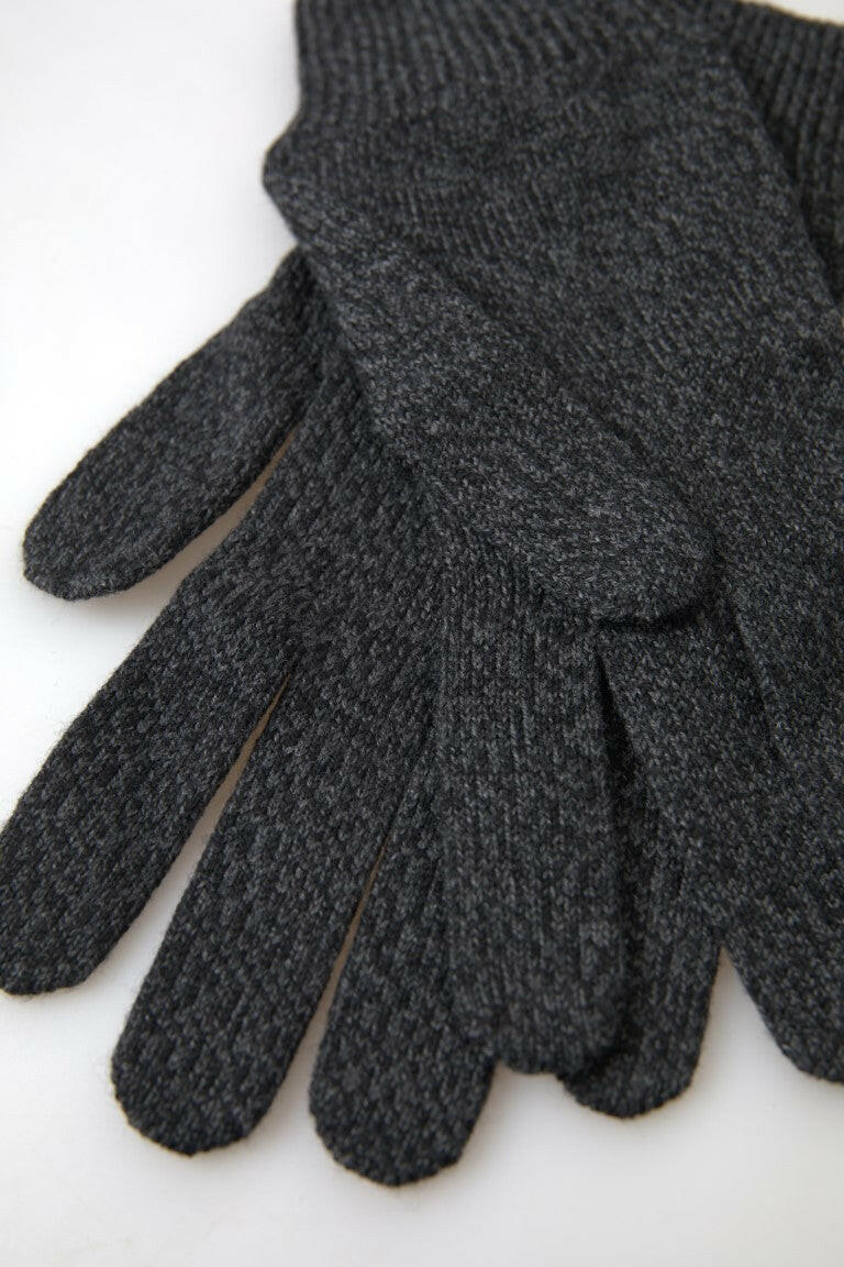Dolce & Gabbana Gray Virgin Wool Knit Hands Mitten Men Gloves -   -  Dolce & Gabbana.