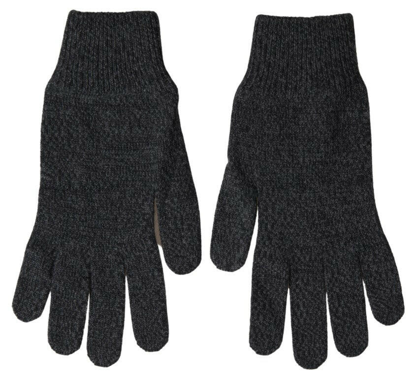 Dolce & Gabbana Gray Virgin Wool Knit Hands Mitten Men Gloves -   -  Dolce & Gabbana.