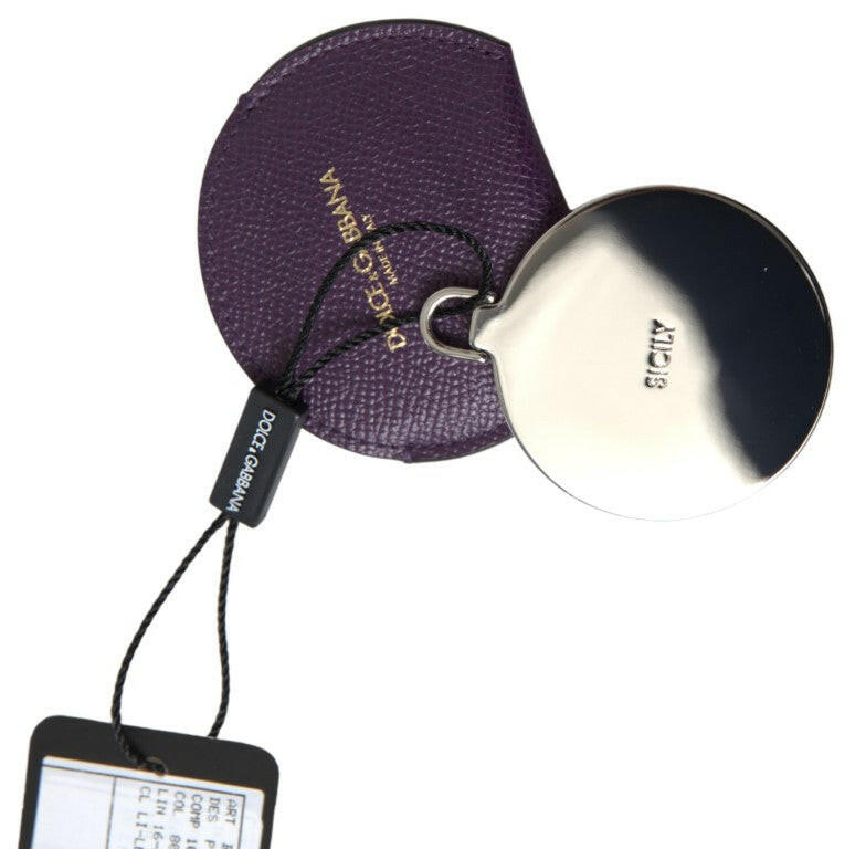 Dolce & Gabbana Purple Calfskin Leather Round Hand Mirror Holder -   -  Dolce & Gabbana.