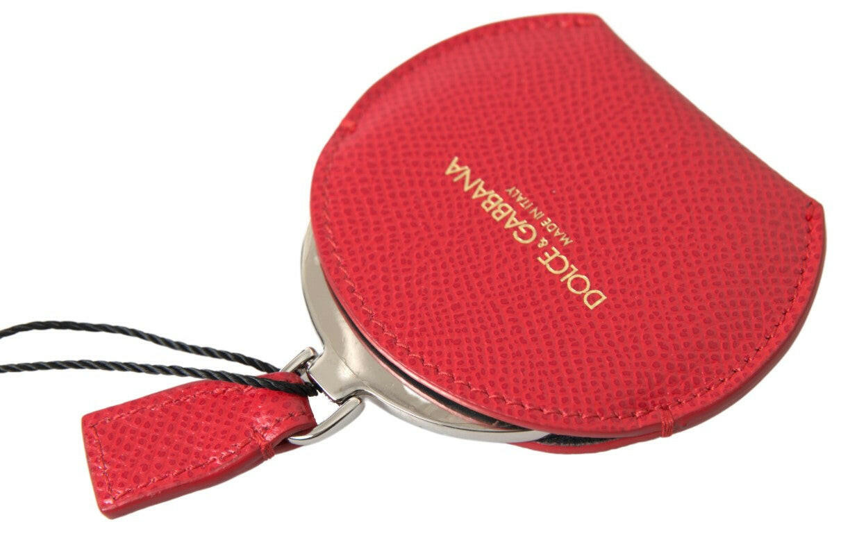 Dolce & Gabbana Red Calfskin Leather Hand Mirror Holder -   -  Dolce & Gabbana.