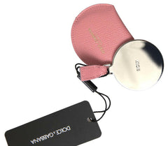 Dolce & Gabbana Pink Calfskin Leather Round Mirror Holder -   -  Dolce & Gabbana.