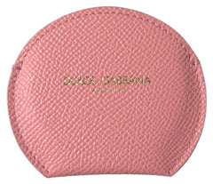 Dolce & Gabbana Pink Calfskin Leather Round Mirror Holder -   -  Dolce & Gabbana.