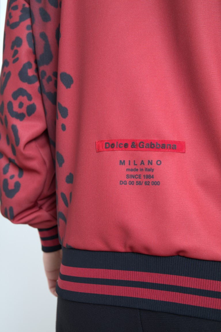 Dolce & Gabbana Red Leopard Polyester Bomber Full Zip  Jacket -   -  Dolce & Gabbana.