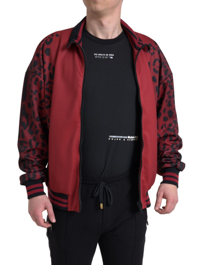 Dolce & Gabbana Red Leopard Polyester Bomber Full Zip  Jacket -   -  Dolce & Gabbana.