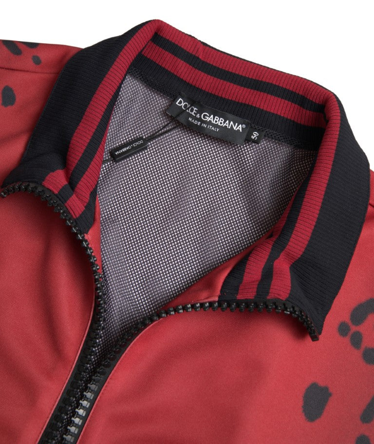 Dolce & Gabbana Red Leopard Polyester Bomber Full Zip  Jacket -   -  Dolce & Gabbana.