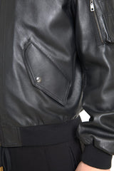 Dolce & Gabbana Black Leather Blouson Full Zip Bomber Jacket -   -  Dolce & Gabbana.