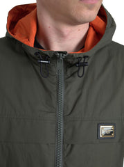 Dolce & Gabbana Green Orange Hooded Cotton Full Zip Jacket -   -  Dolce & Gabbana.