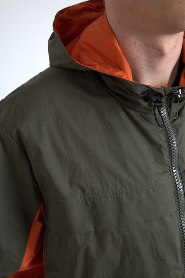 Dolce & Gabbana Green Orange Hooded Cotton Full Zip Jacket -   -  Dolce & Gabbana.