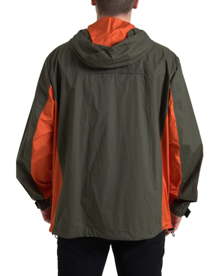 Dolce & Gabbana Green Orange Hooded Cotton Full Zip Jacket -   -  Dolce & Gabbana.