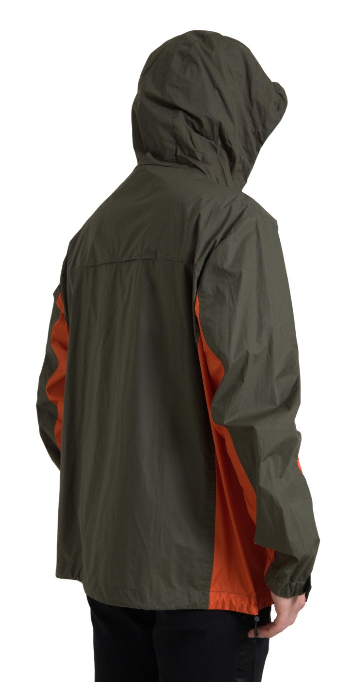 Dolce & Gabbana Green Orange Hooded Cotton Full Zip Jacket -   -  Dolce & Gabbana.