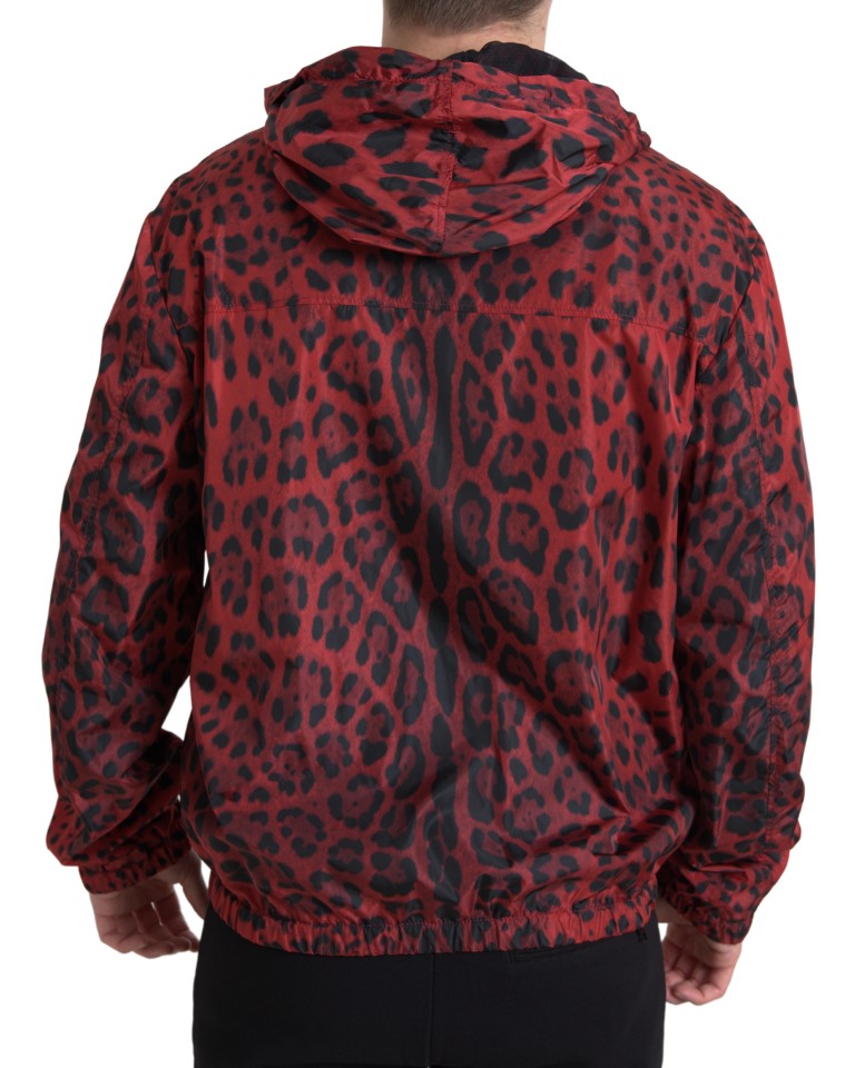 Dolce & Gabbana Red Leopard Hooded Bomber Full Zip Jacket -   -  Dolce & Gabbana.