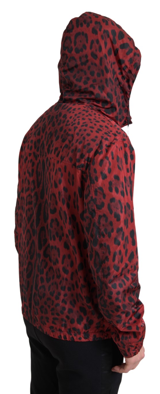 Dolce & Gabbana Red Leopard Hooded Bomber Full Zip Jacket -   -  Dolce & Gabbana.