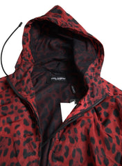 Dolce & Gabbana Red Leopard Hooded Bomber Full Zip Jacket -   -  Dolce & Gabbana.