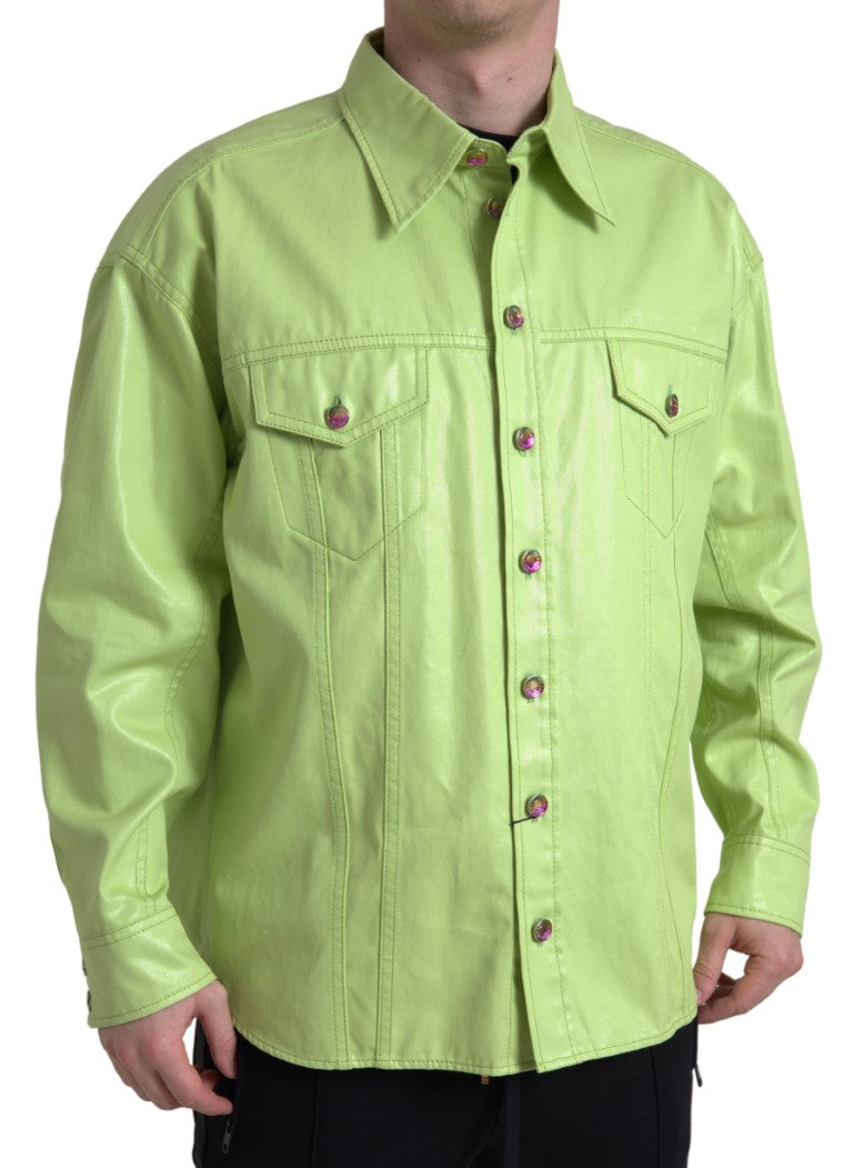 Dolce & Gabbana Green Cotton Collared Button Down Shirt -   -  Dolce & Gabbana.