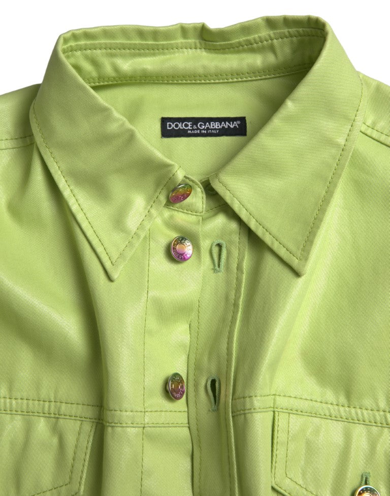 Dolce & Gabbana Green Cotton Collared Button Down Shirt -   -  Dolce & Gabbana.