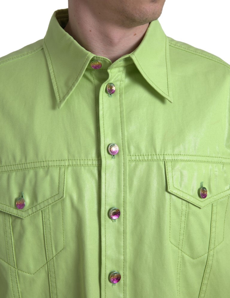 Dolce & Gabbana Green Cotton Collared Button Down Shirt -   -  Dolce & Gabbana.