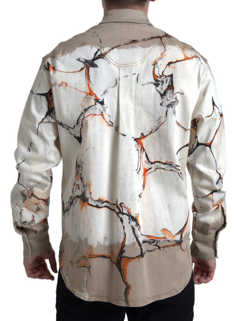 Dolce & Gabbana Multicolor Cotton Collared Denim Shirt -   -  Dolce & Gabbana.