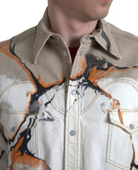 Dolce & Gabbana Multicolor Cotton Collared Denim Shirt -   -  Dolce & Gabbana.