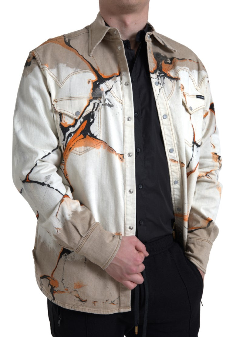 Dolce & Gabbana Multicolor Cotton Collared Denim Shirt -   -  Dolce & Gabbana.