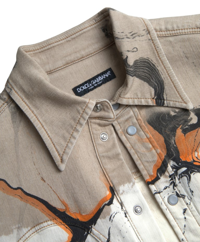 Dolce & Gabbana Multicolor Cotton Collared Denim Shirt -   -  Dolce & Gabbana.