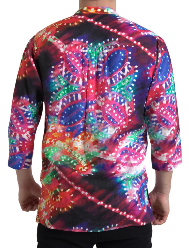 Dolce & Gabbana Multicolor Luminarie Print Linen Shirt -   -  Dolce & Gabbana.