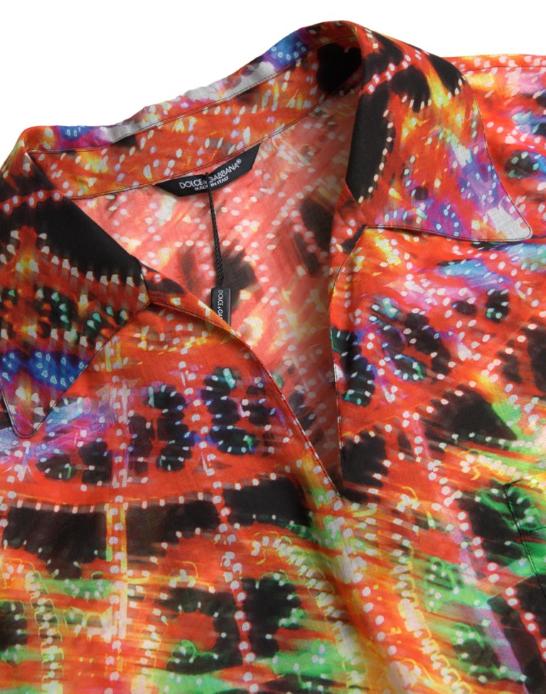 Dolce & Gabbana Multicolor Luminarie Print Men Cotton Shirt -   -  Dolce & Gabbana.