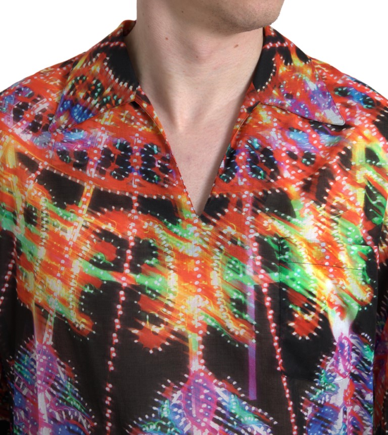 Dolce & Gabbana Multicolor Luminarie Print Men Cotton Shirt -   -  Dolce & Gabbana.