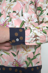 Dolce & Gabbana Cotton Polka Dot Lily Print Collared Shirt -   -  Dolce & Gabbana.