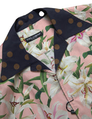 Dolce & Gabbana Cotton Polka Dot Lily Print Collared Shirt -   -  Dolce & Gabbana.
