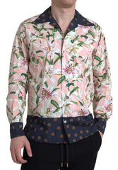Dolce & Gabbana Cotton Polka Dot Lily Print Collared Shirt -   -  Dolce & Gabbana.