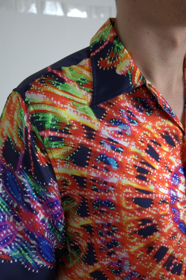 Dolce & Gabbana Multicolor Luminarie Print Men Shirt Silk -   -  Dolce & Gabbana.