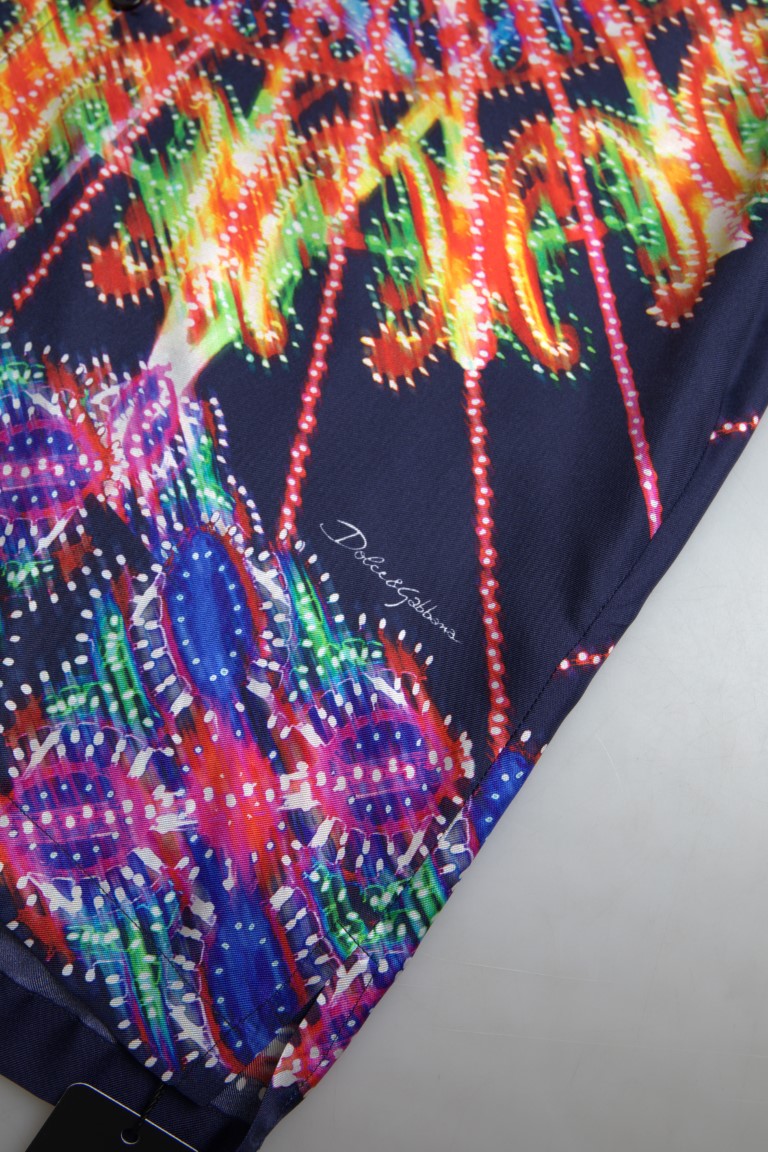 Dolce & Gabbana Multicolor Luminarie Print Men Shirt Silk -   -  Dolce & Gabbana.