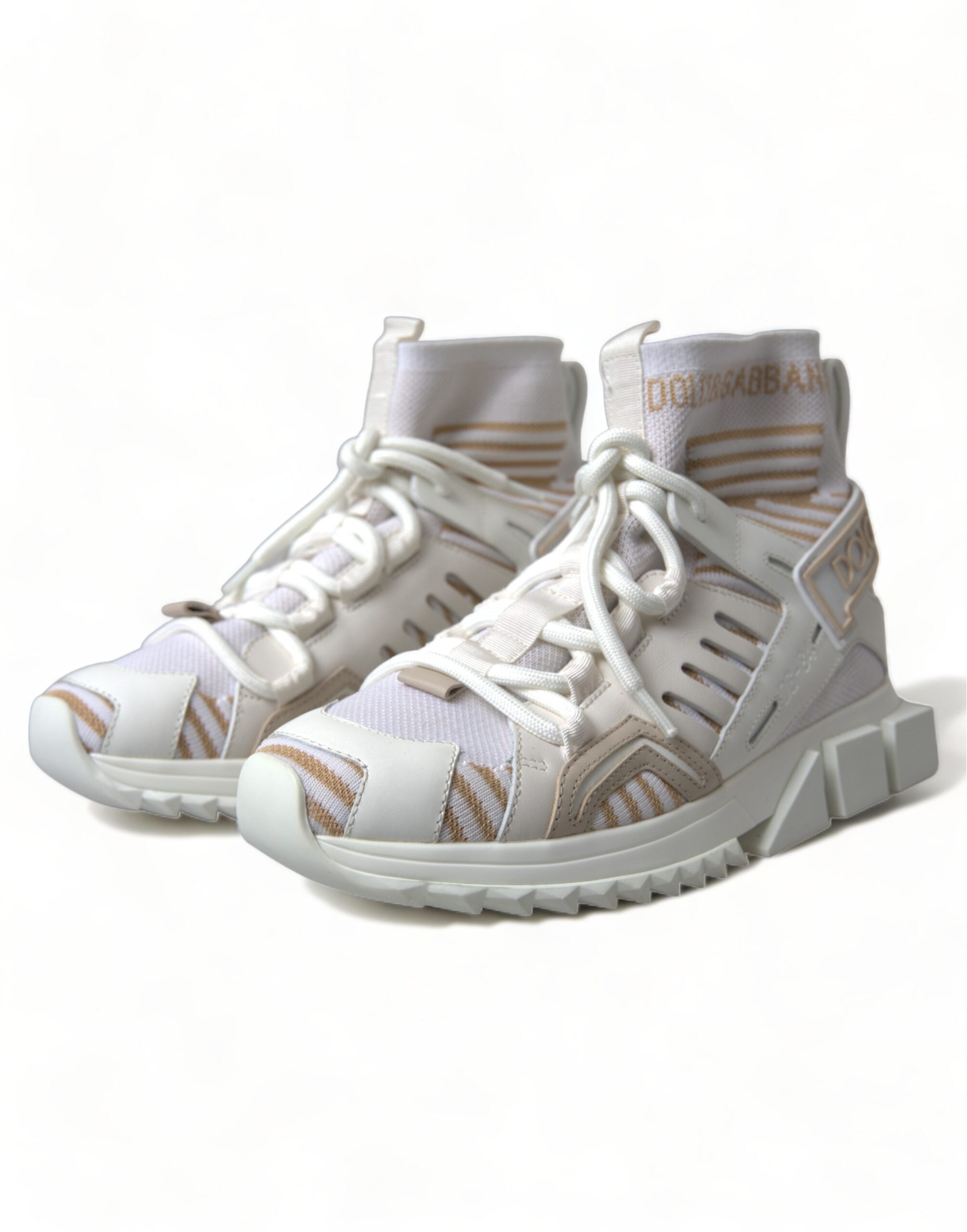 Dolce & Gabbana White Beige Sorrento Socks Sneakers Shoes -   -  Dolce & Gabbana.