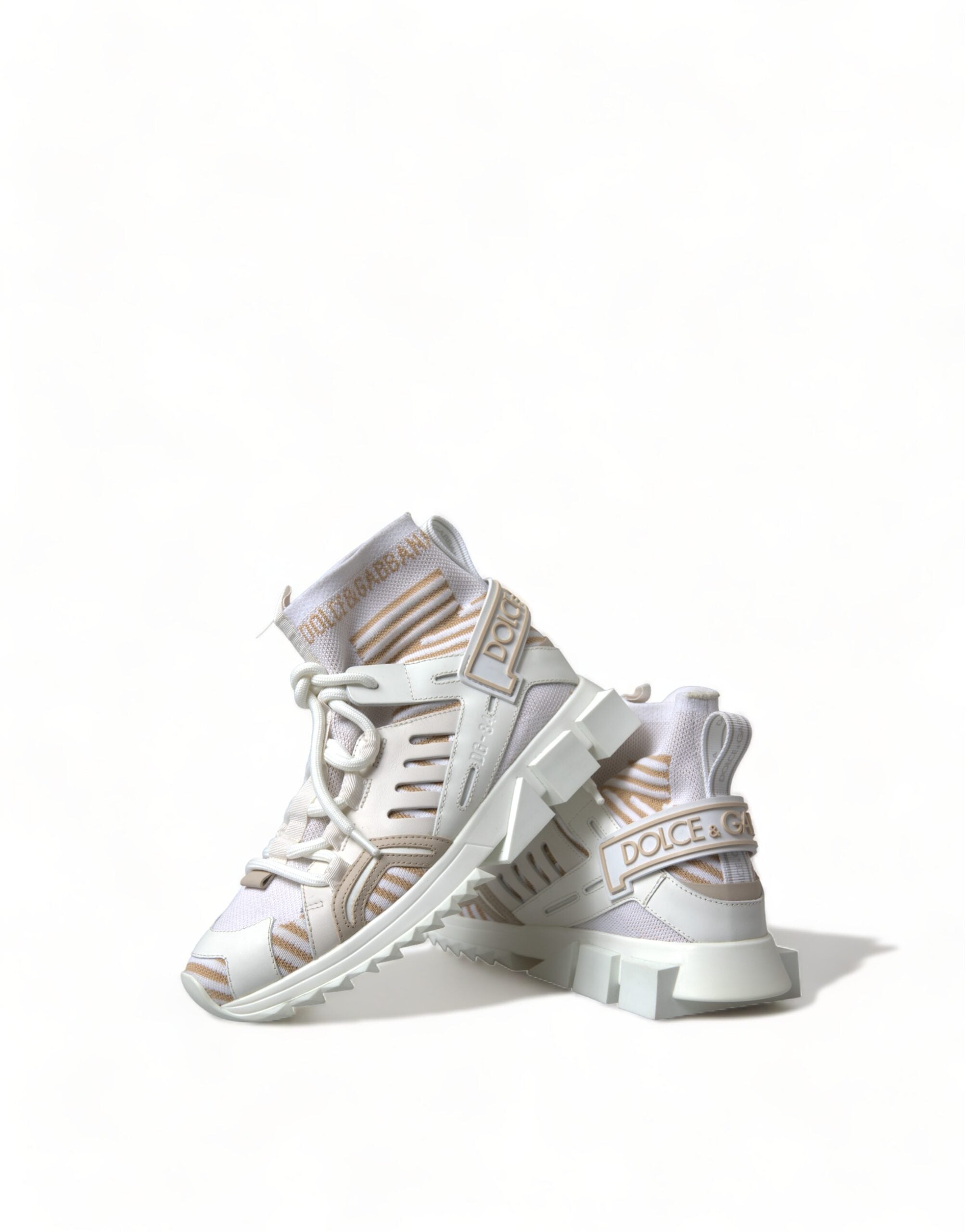 Dolce & Gabbana White Beige Sorrento Socks Sneakers Shoes -   -  Dolce & Gabbana.
