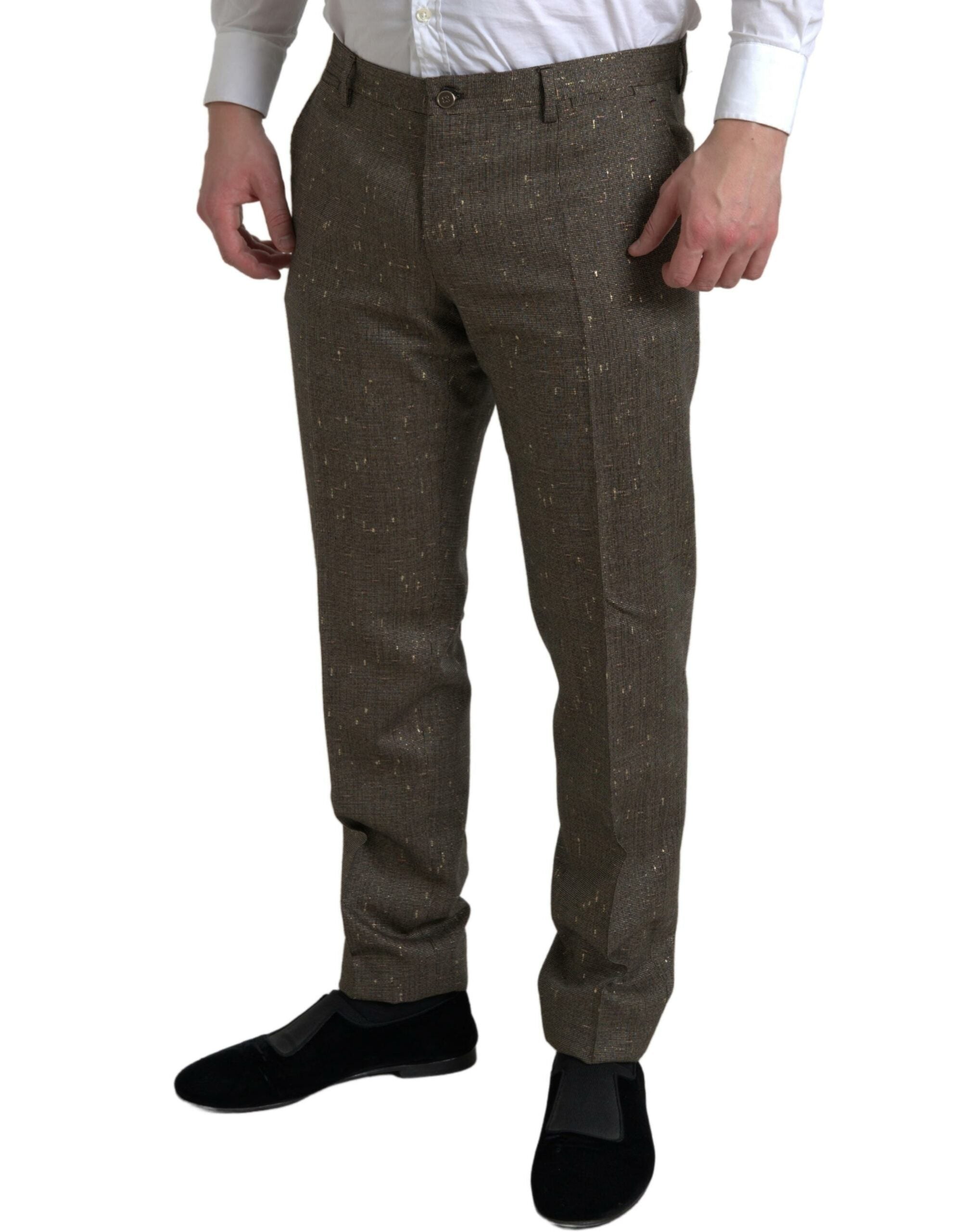 Dolce & Gabbana Brown Wool Dress Skinny Men Trouser Pants -   -  Dolce & Gabbana.
