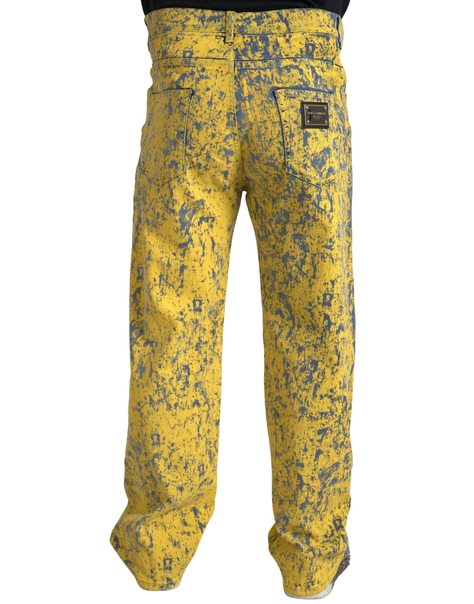 Dolce & Gabbana Yellow Cotton Tie Dye Straight Denim Jeans -   -  Dolce & Gabbana.